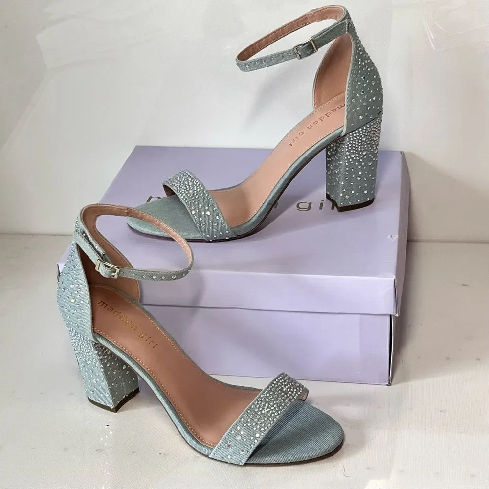 Madden Girl Beella Denim Rhinestone Heels